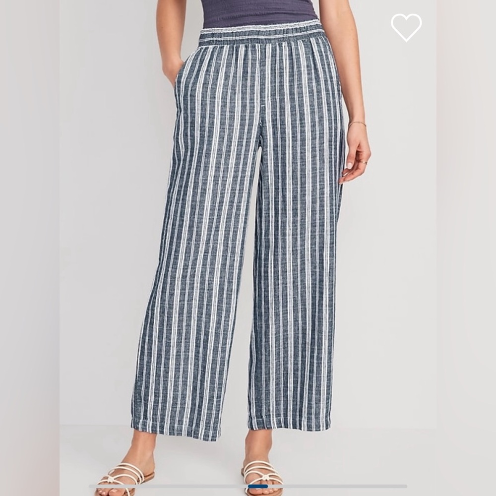Old Navy Blue and White Striped Wide Leg Pants